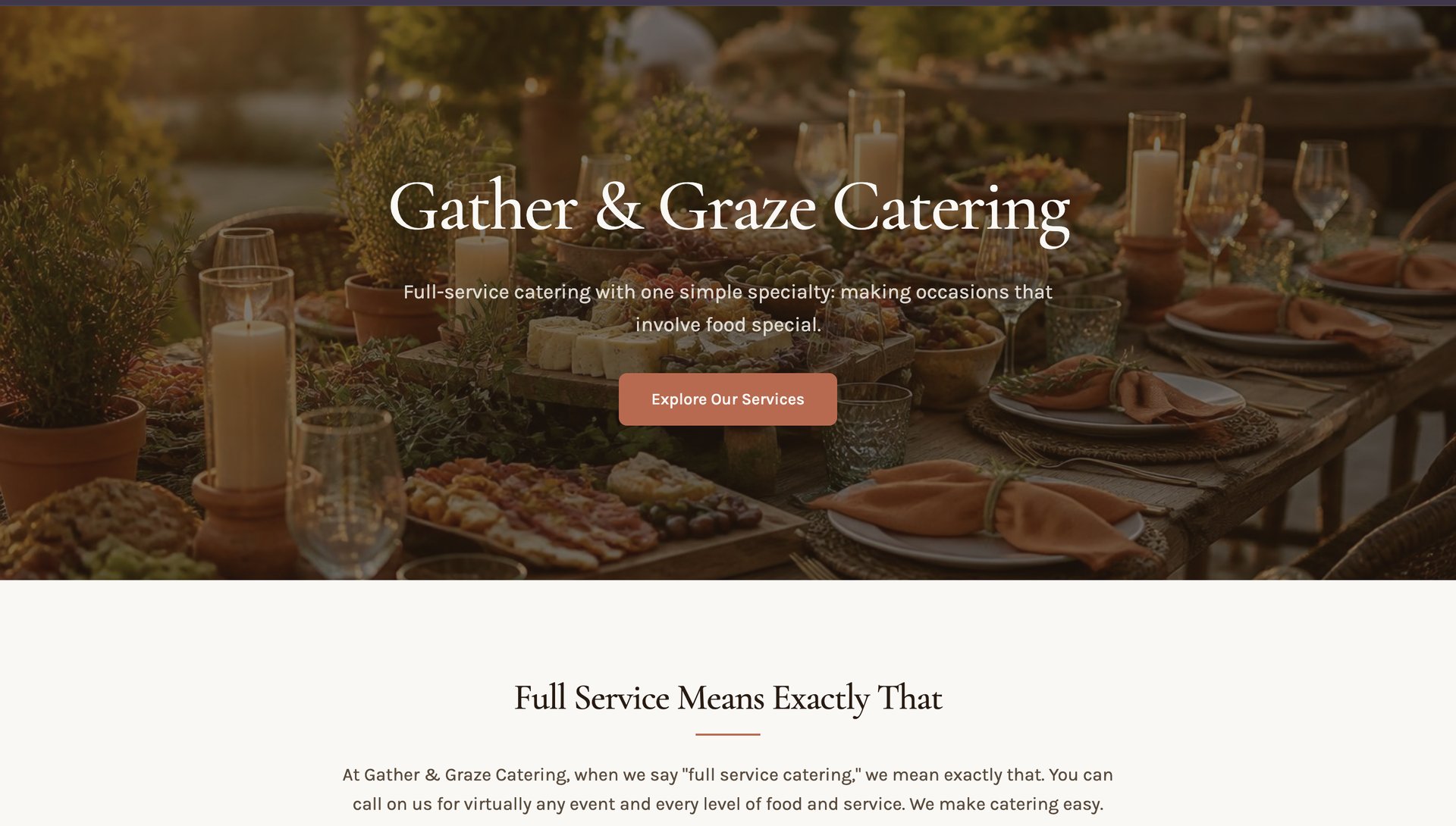 Gather & Graze Catering homepage hero