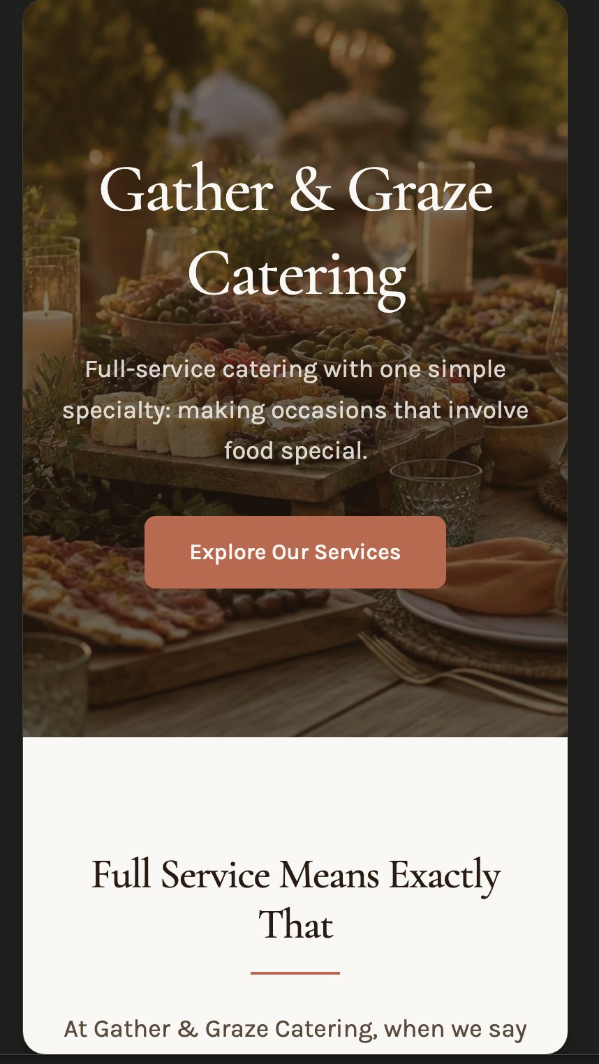 Gather & Graze Catering mobile view