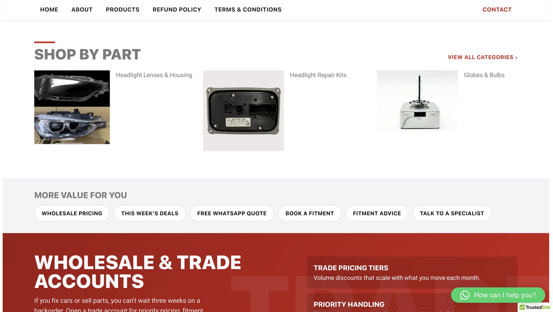 Headlight Centre Shop by Part section