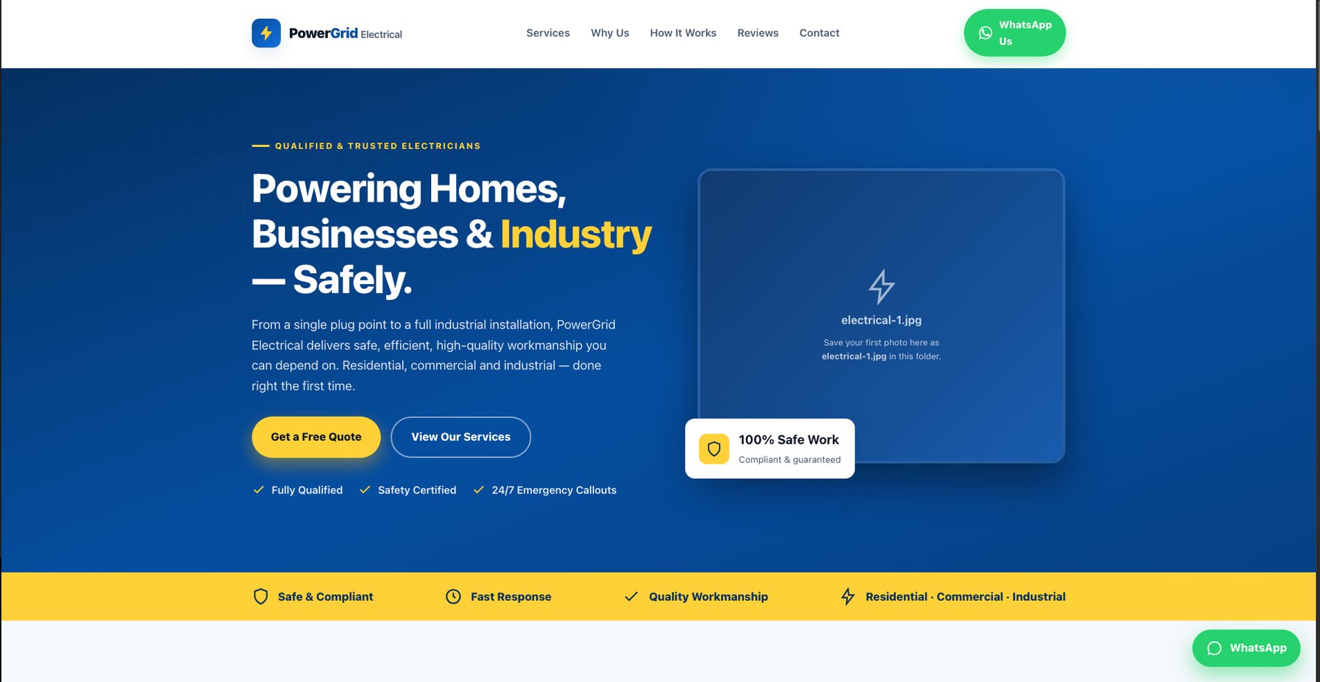 PowerGrid Electrical homepage hero